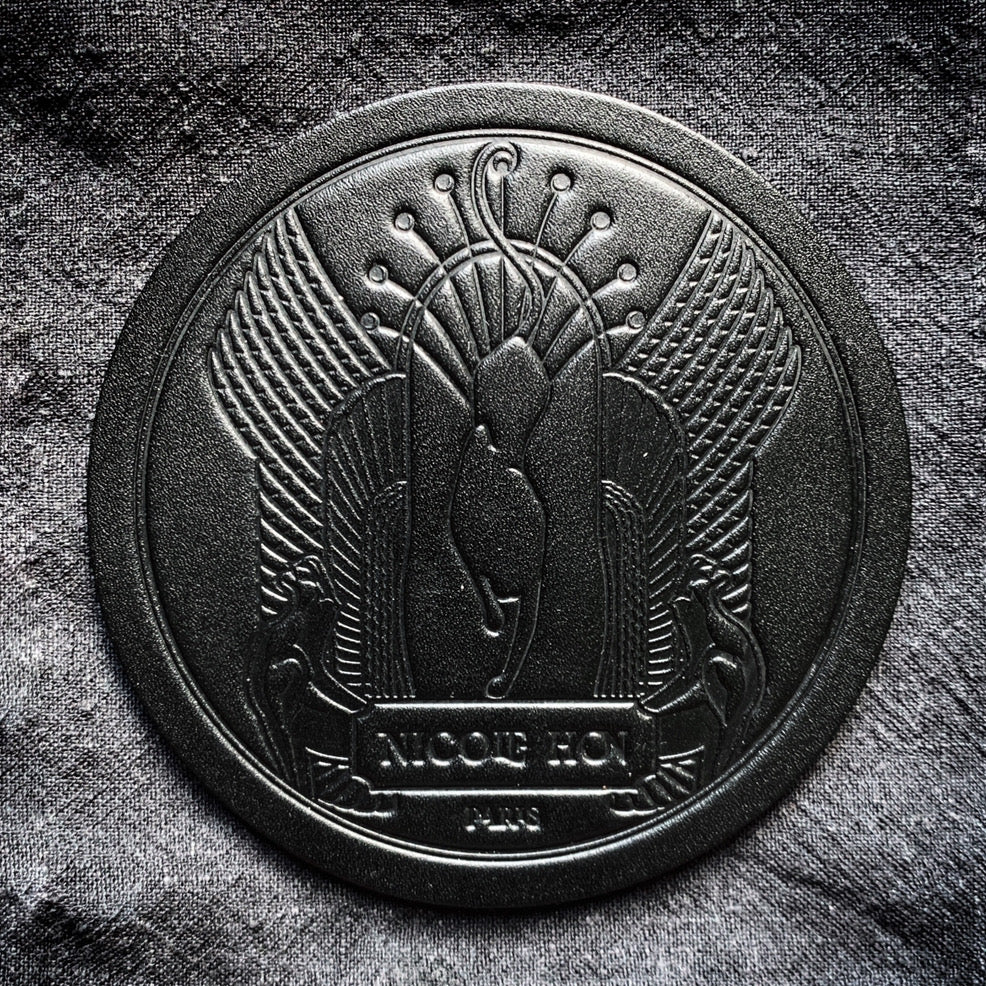 Leopard logo leather Coaster