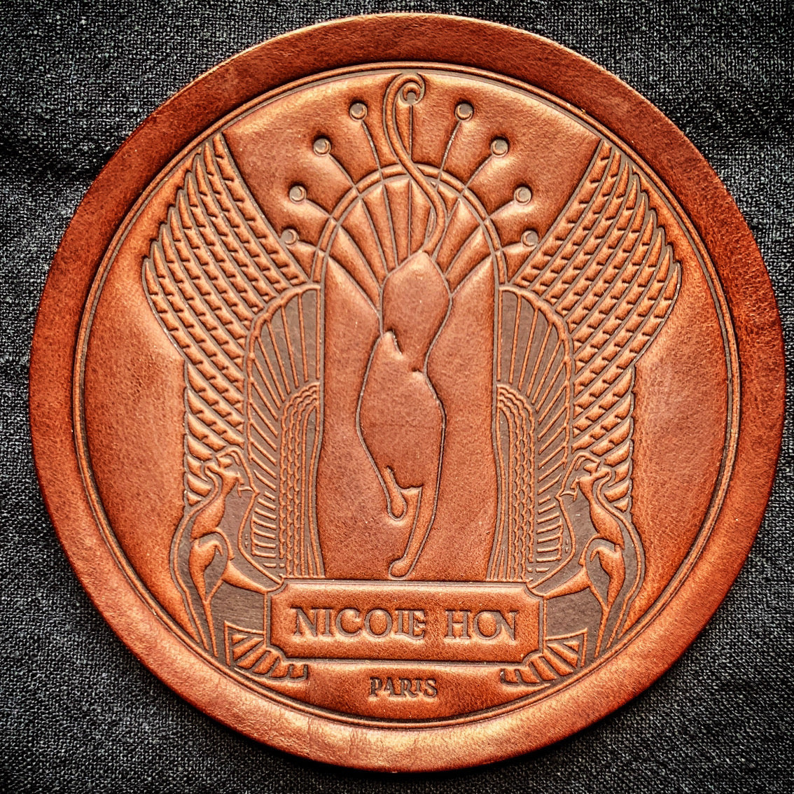 Leopard logo leather Coaster